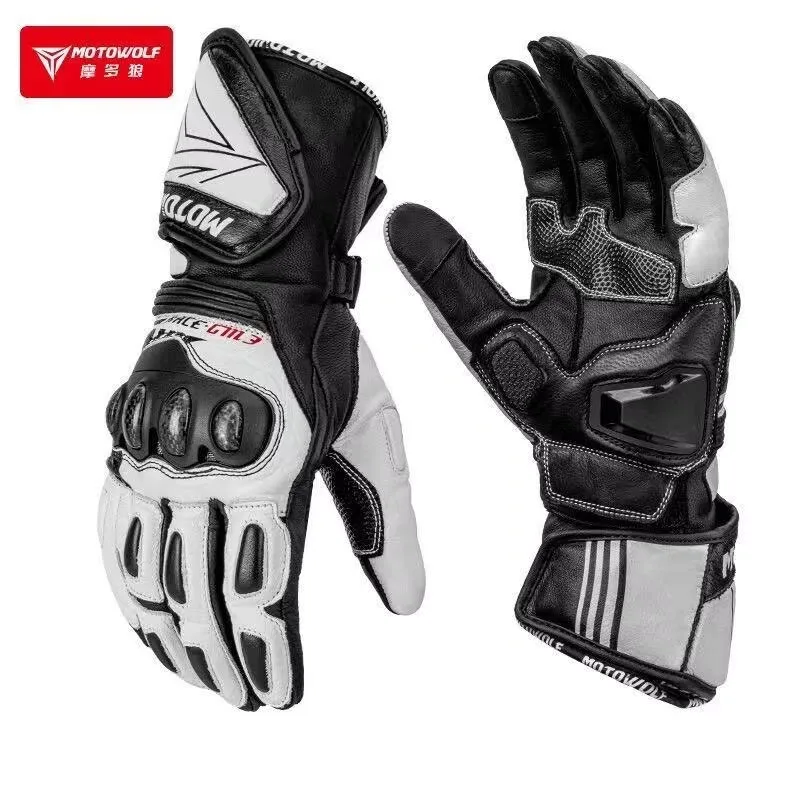 MotoWolf Winter Gloves Motorcycle Anti-drop Locomotive Riding Equipment Four Seasons Windproof Carbon Fiber Case Touch Screen