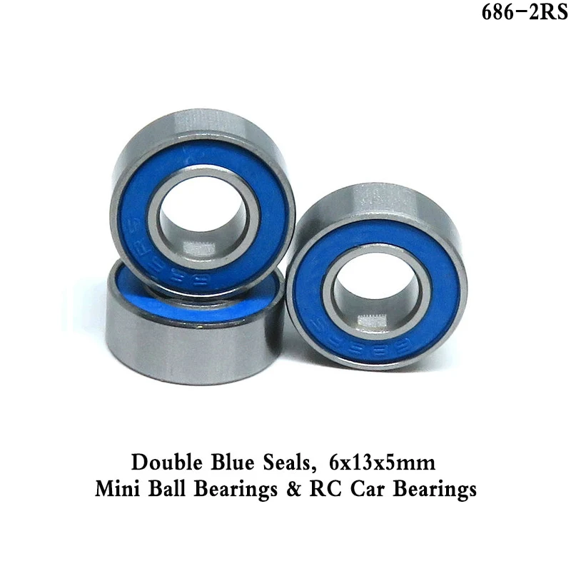 1 sztuk 6x13x5 mm 686RS ABEC3 miniaturowe 686-2RS łożysko kulkowe niebieskie uszczelnione łożysko MR686 2RS 6*13*5