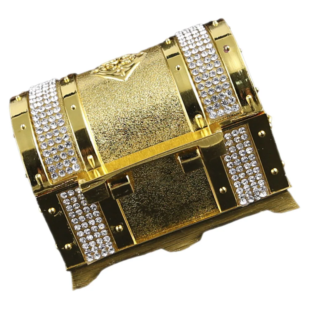 Delicate Metal Jewelry Storage Case Small Chest Box with Exquisite Details for Organizing Accessories and Home Decoration