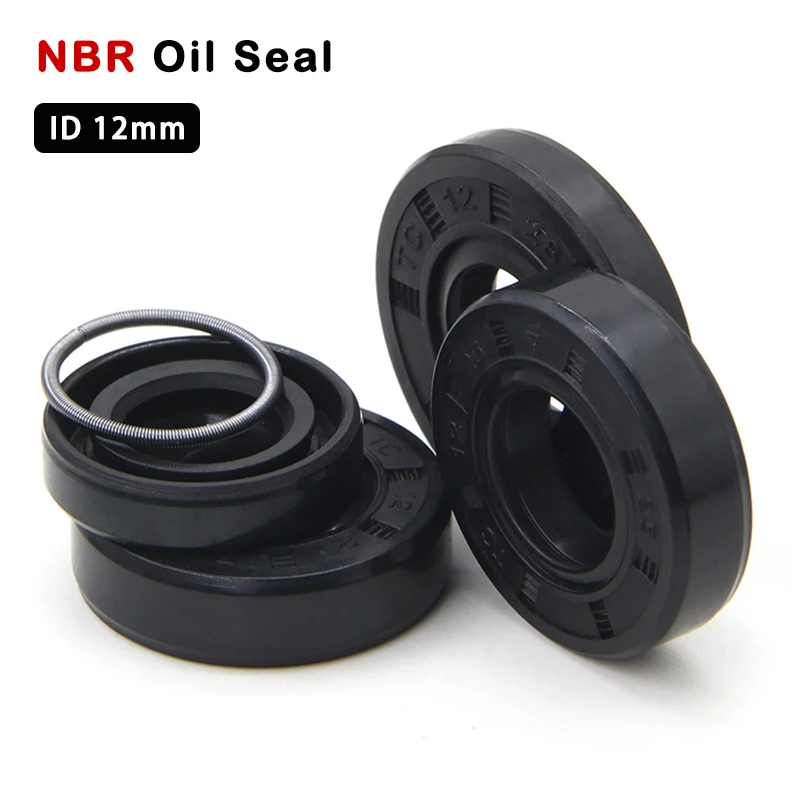 ID12mm Black NBR Nitrile Rubber Shaft Oil Seal TC-12*18/19/20/21/22/23/24/25/26/28/30/32*4/5/6/7/8/10Nitrile Double Lip Oil Seal