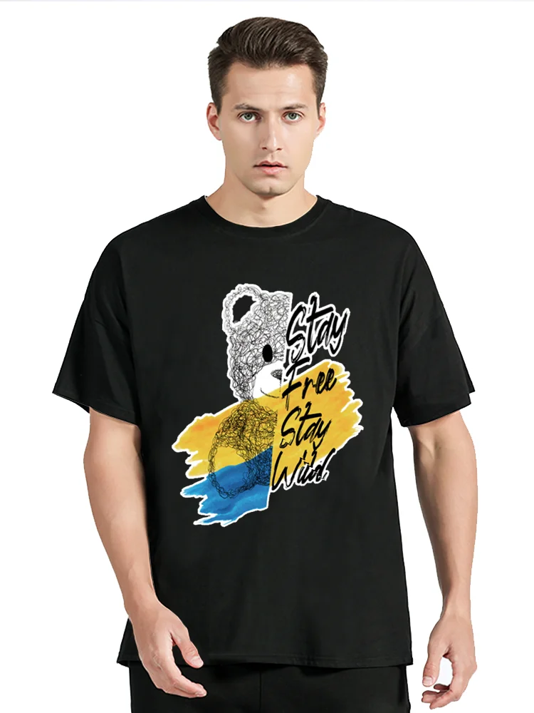 

Fashion All-match Men T-shirt Cartoons Cute Bear Tshirt Summer Classic O-Neck T Shirt Men Clothing Oversized Graphic Tees Tops