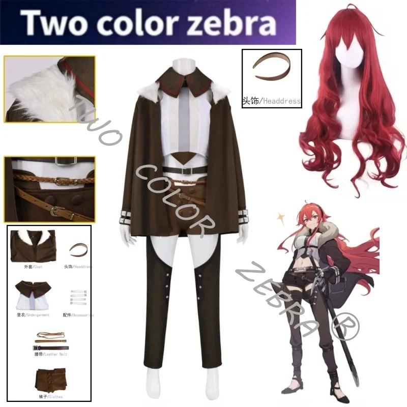 A;3\v,7'd/Anime Eris Boreas Greyrat Cosplay Costume Jacket White Crop Top Paired Brown Shorts Wig Full Set Halloween Pw.3;v'6\b/ view 2