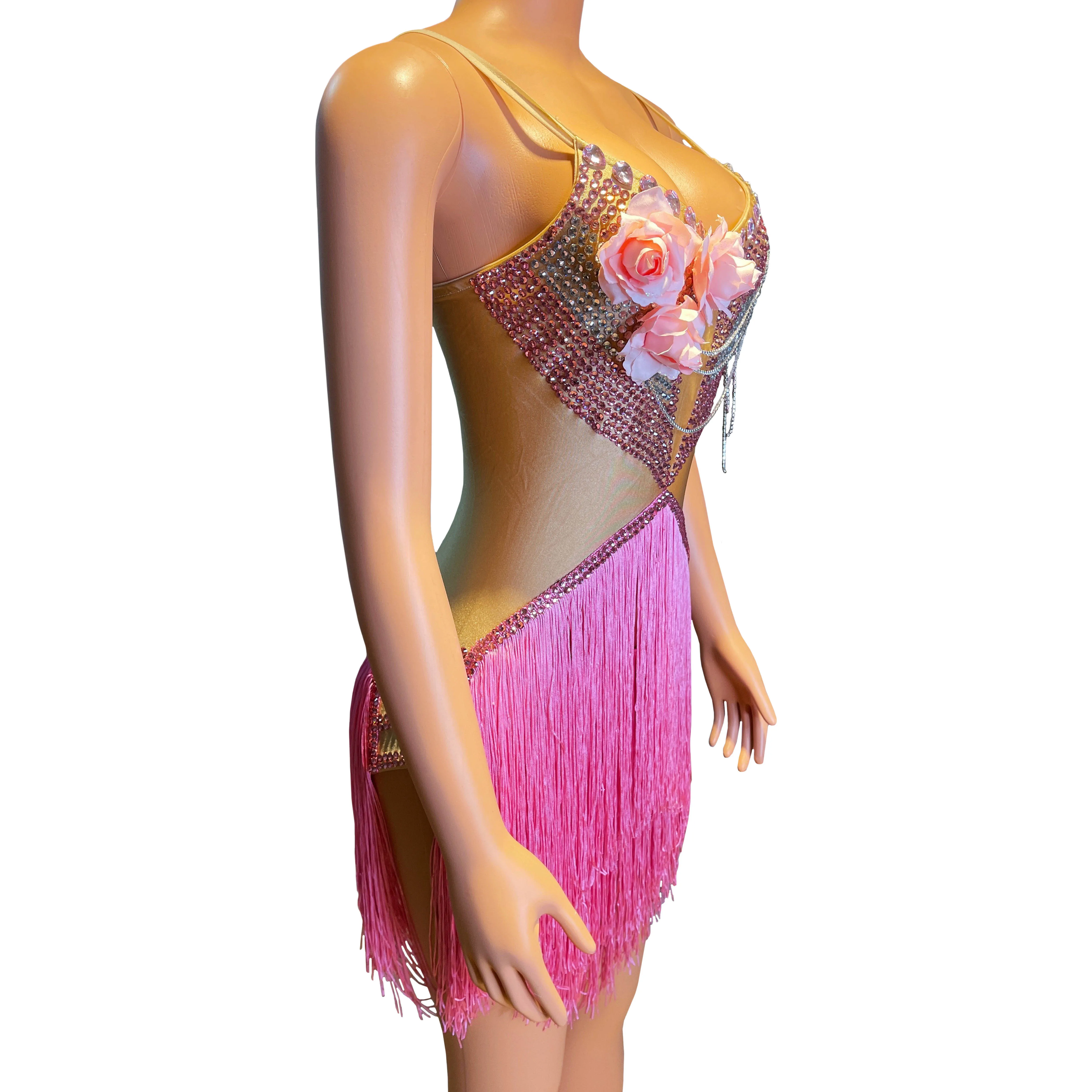 Sexy Diamond Tassel Slim Fit jumpsuit Nightclub DJ Bar Female Singer Stage Performance Dance Team Party Theme Show Clothing