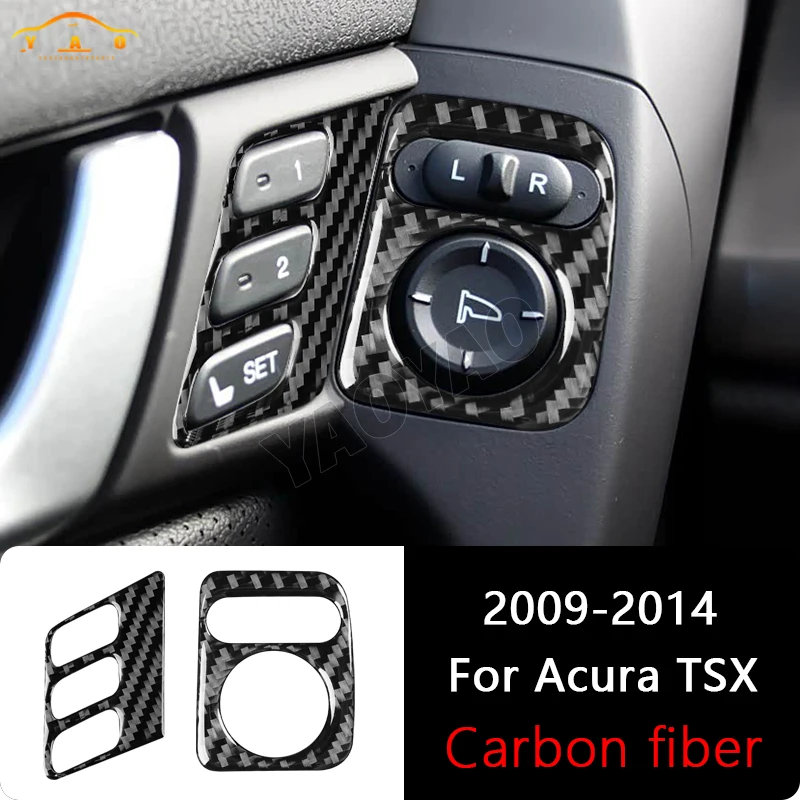 

Car Sticker For Acura TSX 2009-2014 Carbon Fiber Rearview Mirror Adjustment Switch Frame Trim Accessories