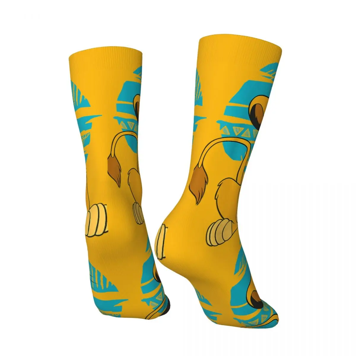 Young Retro Simba Happy Blue Classic Men's Socks Vintage Harajuku Disney｠The Lion King｠Film Street Style Novelty Crew Sock