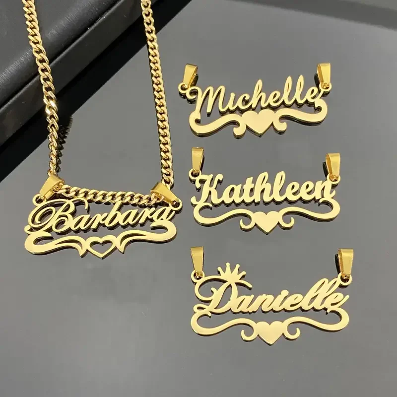 Collar de cadena de eslabones cubanos de acero inoxidable personalizado para mujer y niña, collares con letras personalizadas, regalo de joyería de cumpleaños