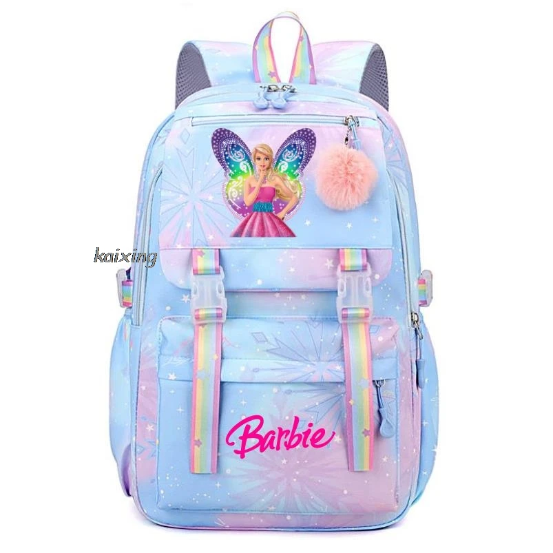 Barbie the movie Girls Kids School Book Bags Women Teenagers Schoolbags Travel Laptop Rainbow Backpack Travel Laptop Backpack