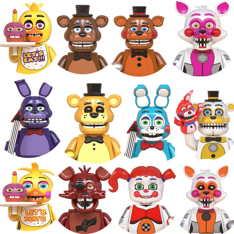 FNAF Game Building Blocks Figure Chica Bonnie Foxy Fredy Bear Nightmare Boy Baby Skeleton Thriller Mini Brick Assembly Toys