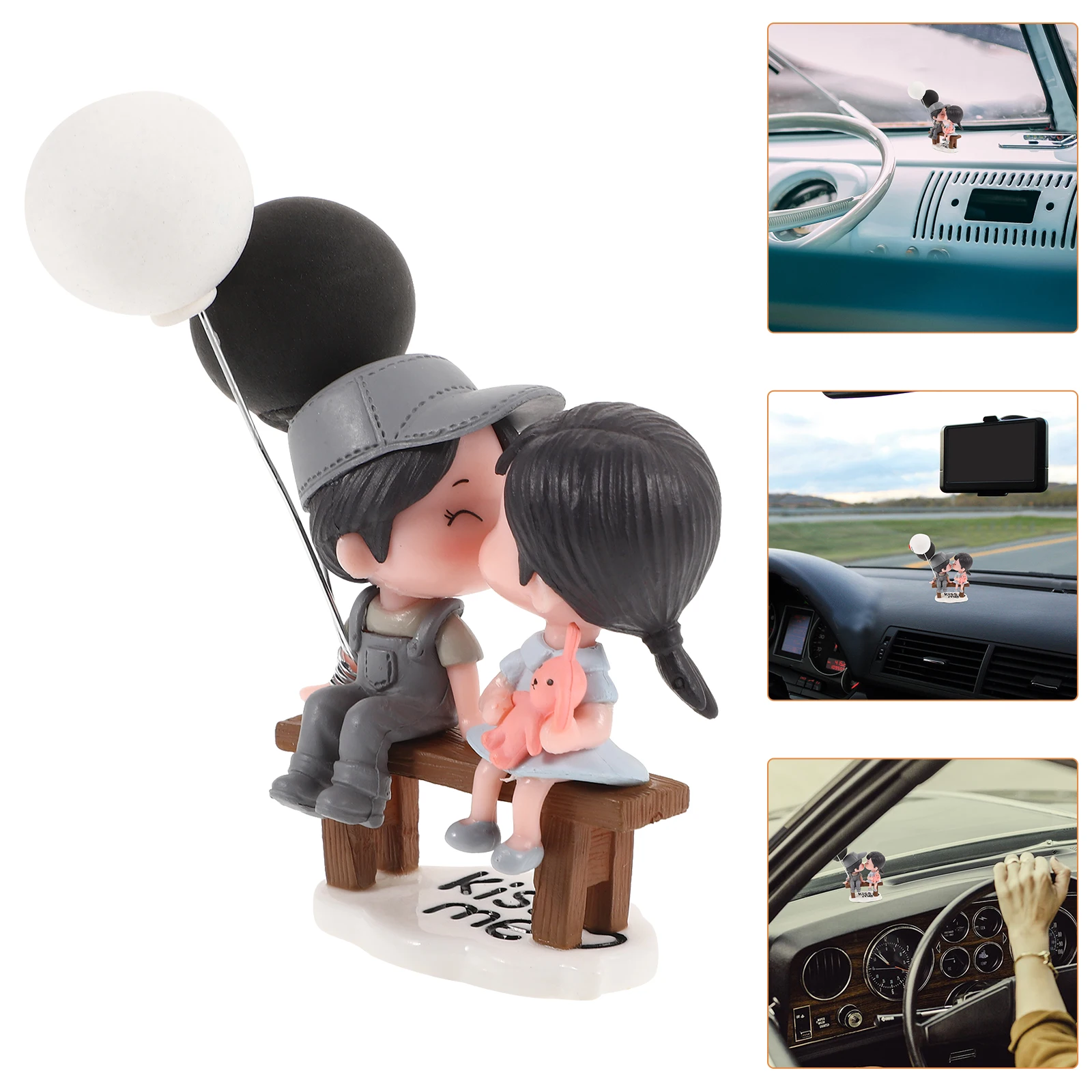 

Cute Couple Ornament Cartoon Dashboard Resin Decoration For Car Home Lightweight Portable Adorable Couple Car Accessories