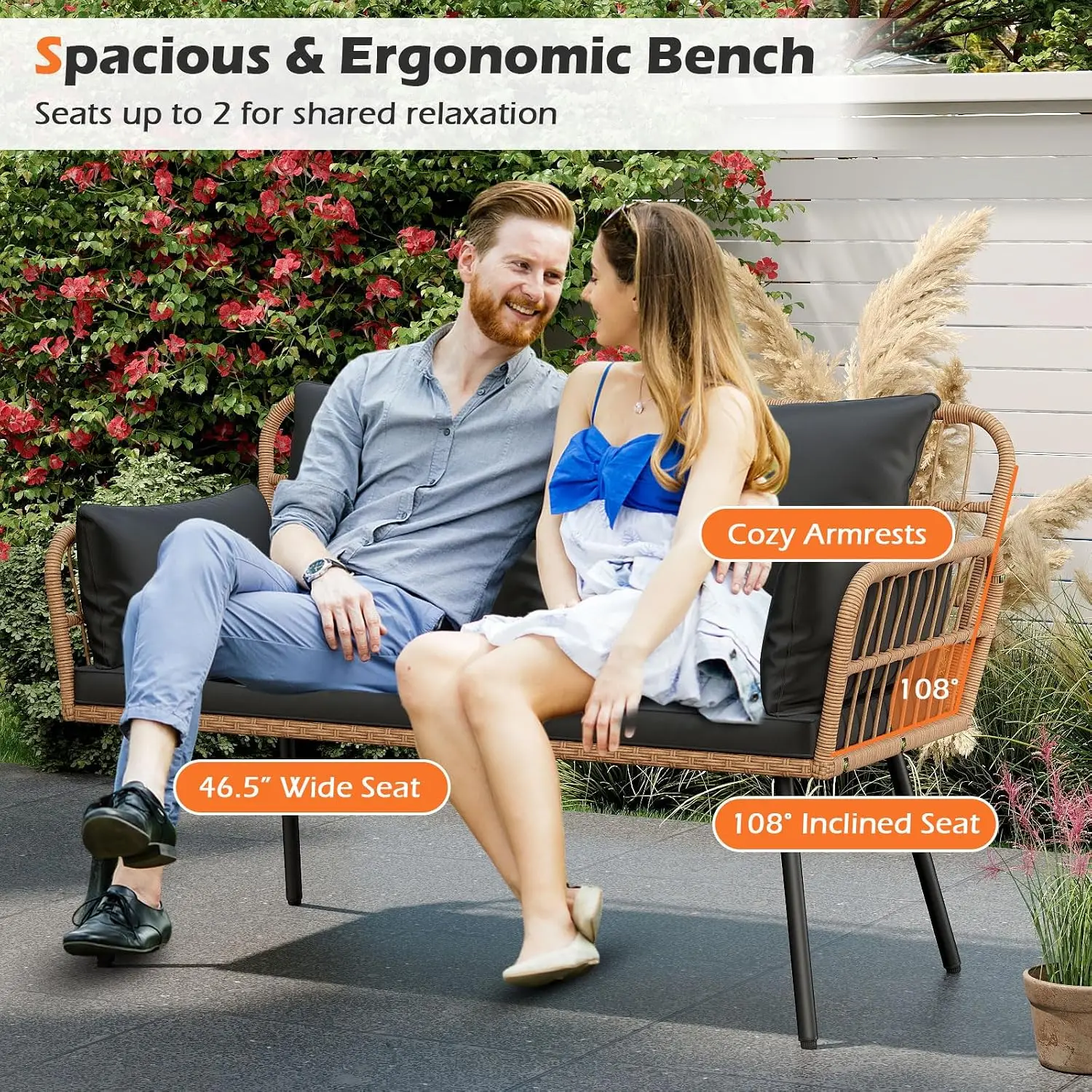 2-Seat PE Rattan Patio Lovesea - Outdoor Furniture Loveseat review and price