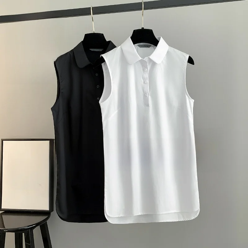 Grande taille début automne pur coton intérieur irt femmes Svel col de poupée mi-long superposition Base blanc irt respirant