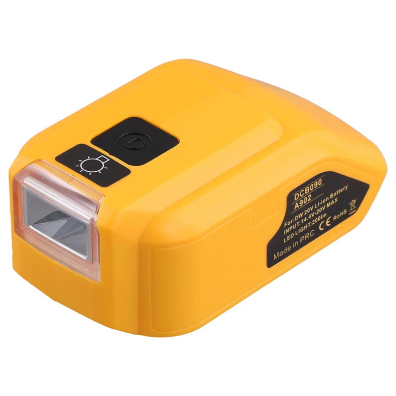 Replacement DCB090 Power Source Converter for 20v Max 18V Battery Adapter with Dual USB DC 12V LED Work Light