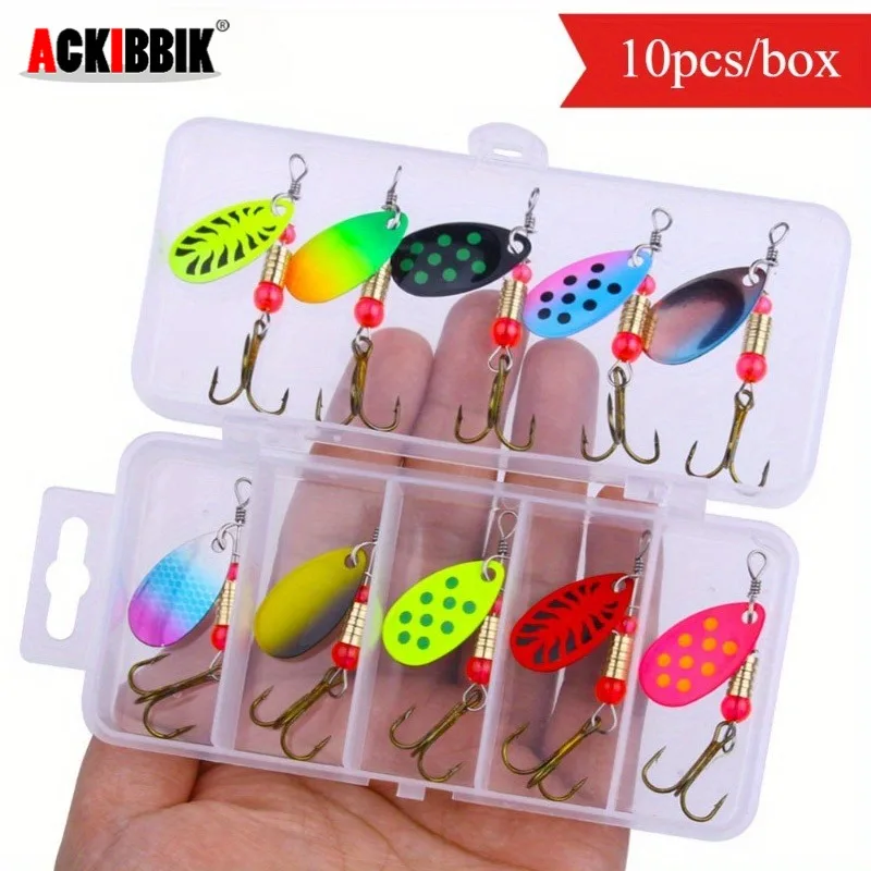 

Ackibbik 10pcs/box Metal Spoon Spinner Lure Set 3g/0.1oz Metal Spinner Fishing Lures Pesca Fishing Tackle Spinner Bait Spoonbait