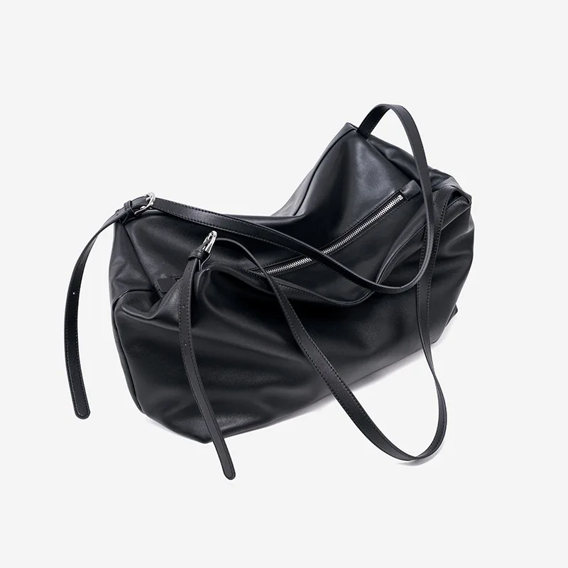 2026 Women's Top Grain Leather Tote Bag, Large Capacity Commuter Shoulder Bag, Relaxed Slouchy Underarm Style, Practical Handbag