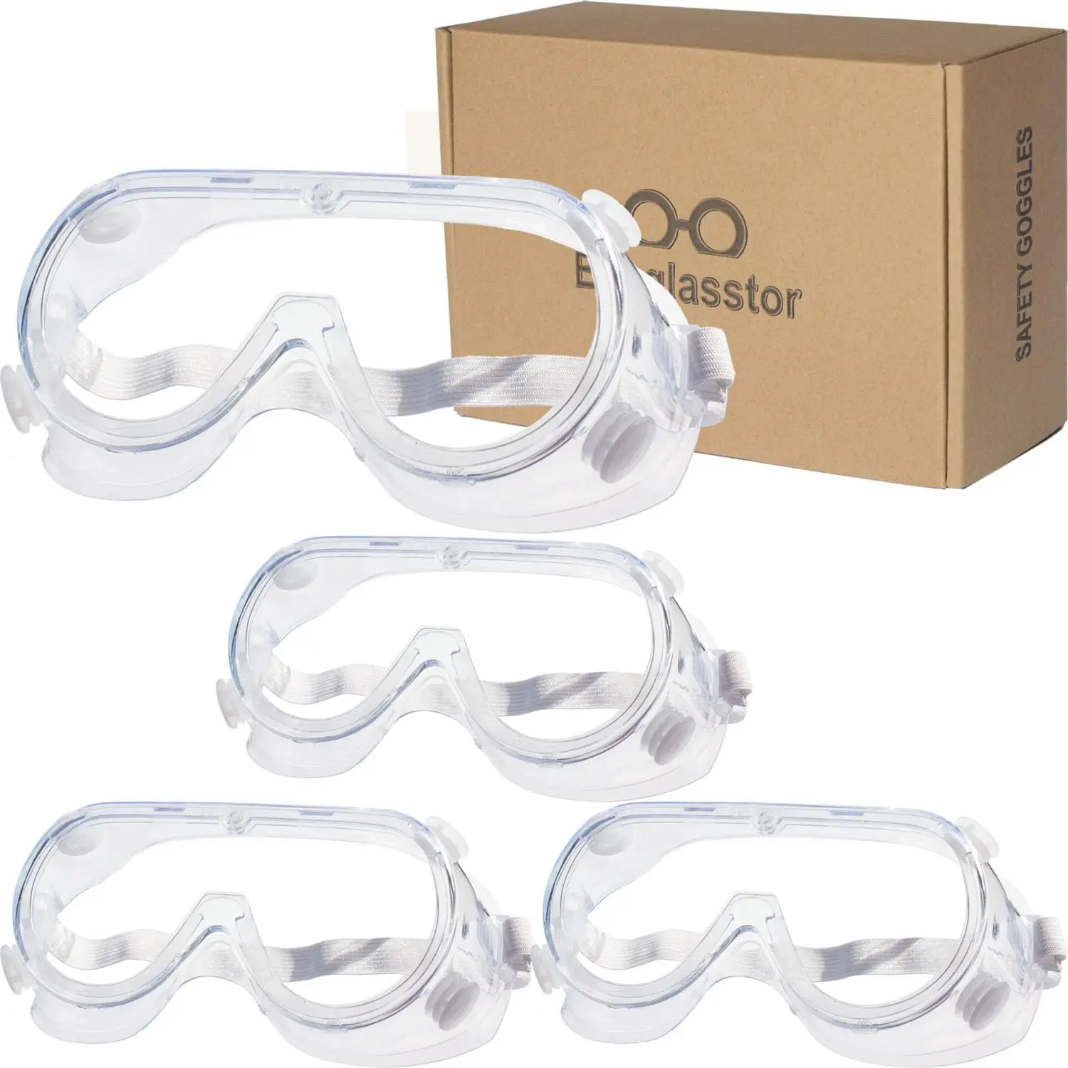 

4 Pack Safety Goggles for Lab, Construction, and Kitchen Use - Lightweight, Anti-Splash Eye Protection