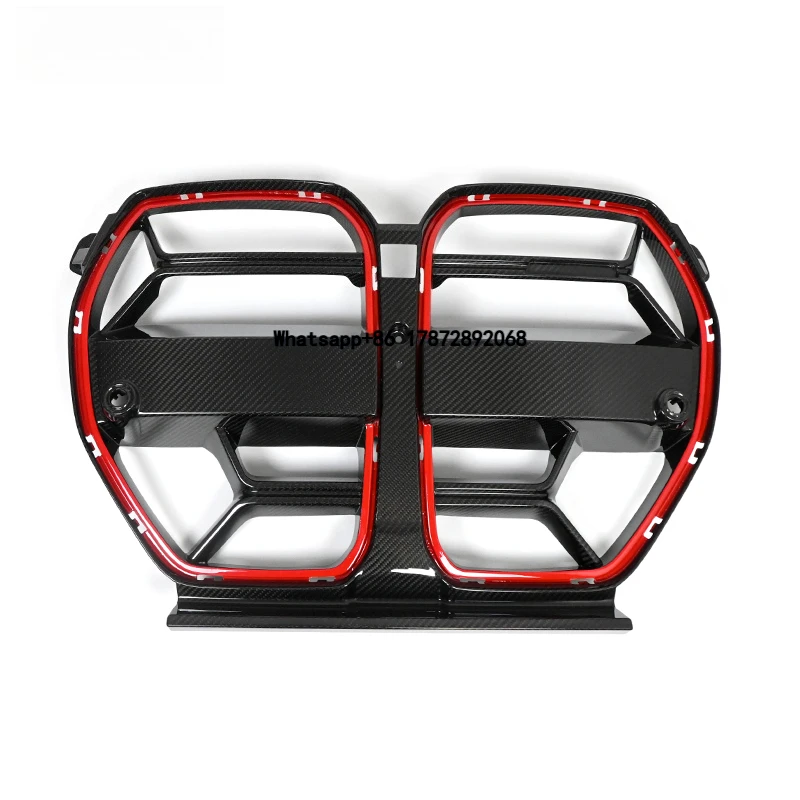 

Dry Carbon Fiber Front Grille With Red Edge Air Intake Racing Grills for M3 M4 G80 G82 G83 2021+
