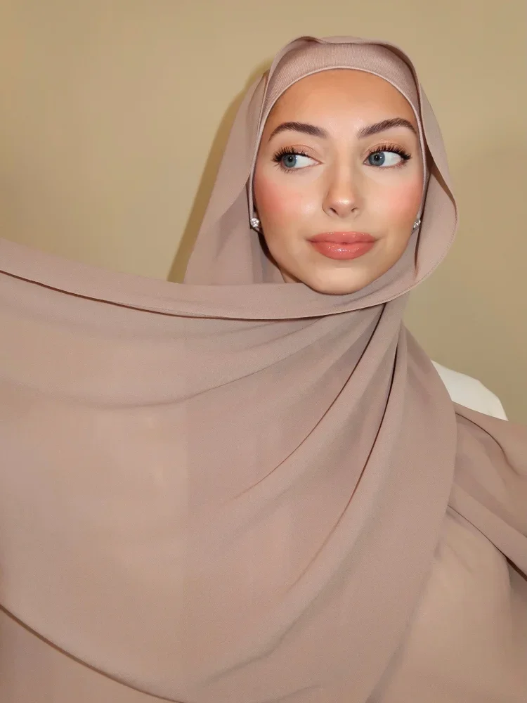 Set da 3 pezzi Hijab in Chiffon abbinato invia Hijab Tape Undercap sciarpa in Chiffon con sciarpe abbinate a scialli per le donne