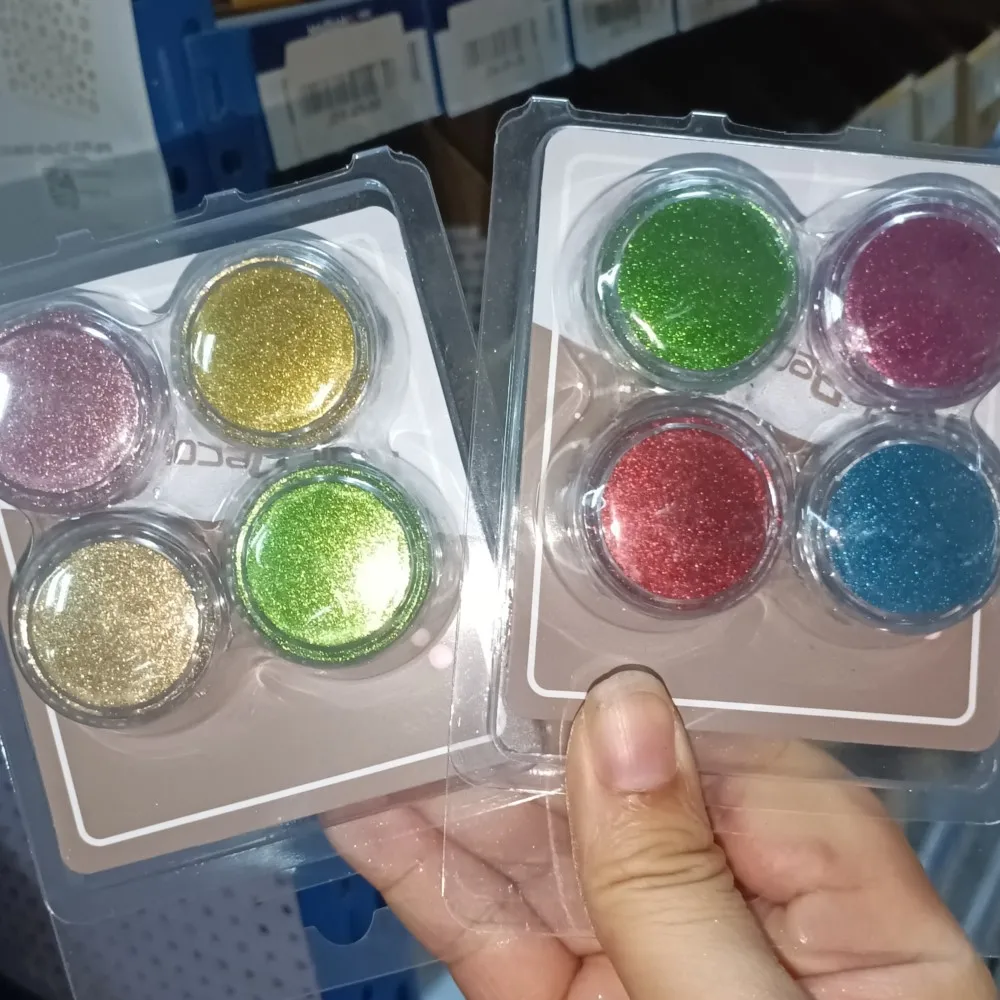4색/팩 미러 메탈릭 크롬 파우더 매직 미러 반사 글리터 네일 파우더 매니큐어 젤 폴리쉬 크롬 피그먼트 더스트