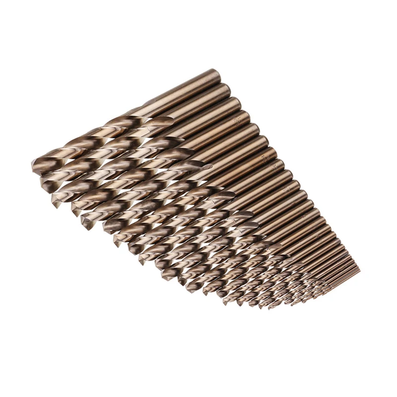 25Pcs 1-13mm M35 HSS-Co Cobalt Straight Shank Twist Drill Bits Set Metal Drilling Hole For Wood Stainless Steel Iron Aluminum