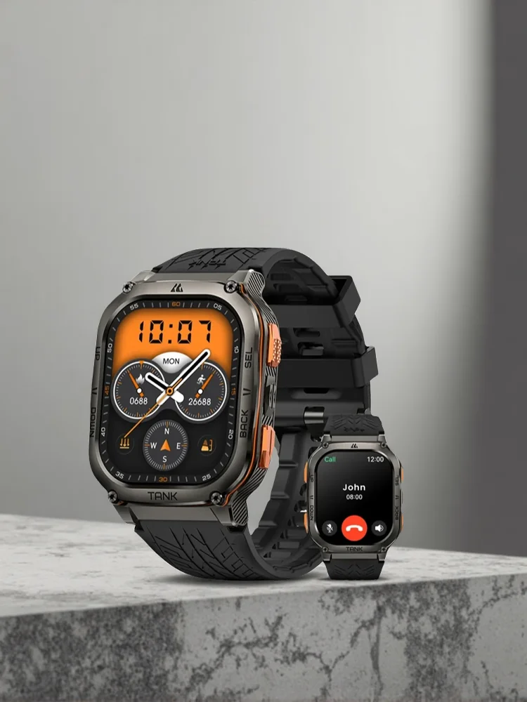 KOSPET TANK M3 Ultra Smartwatch GPS dla mężczyzn, wodoodporny 5ATM, połączenia Bluetooth, pomiar tętna, do nurkowania, jazdy na nartach, pieszych wędrówek, kompatybilny z Androidem i iOS — 2
