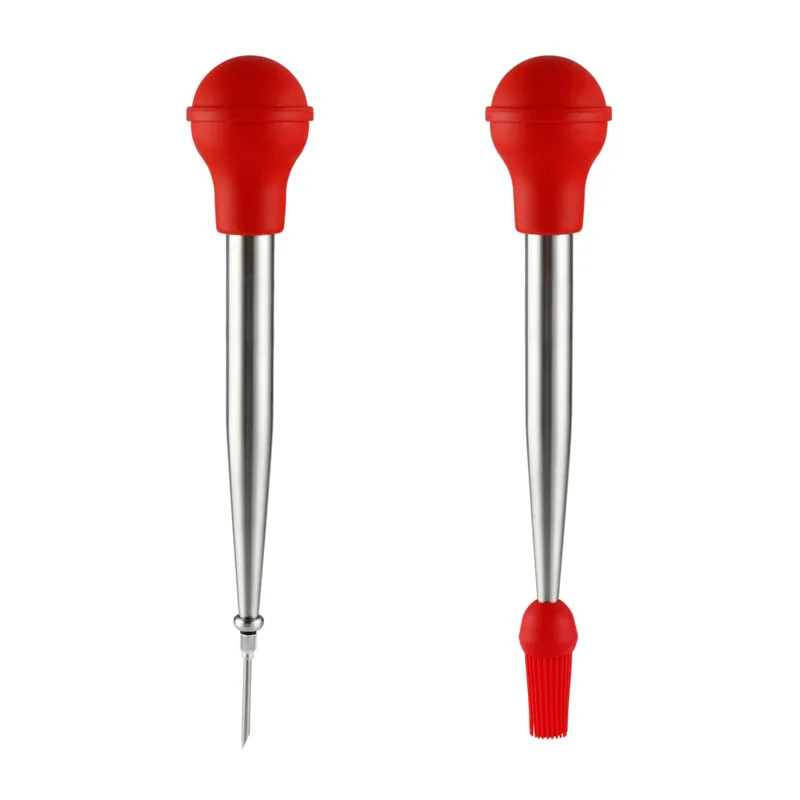 Barbecue Seasoning Syringe 304 Stainless Steel Turkey Needle Silicone Sauce Drip Tube Barbecue Tool