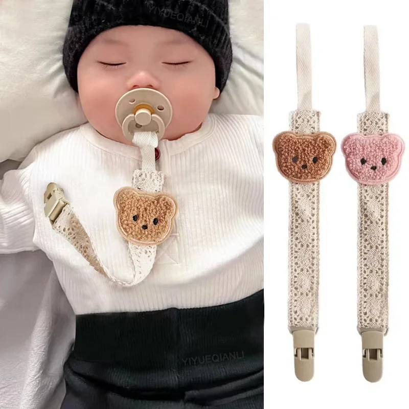 

Маленький медвежонок, кружевная цепочка для детской соски, зажим для соски, детская игрушка для прорезывания зубов, веревка с защитой от падения, ремешок для соски, цепочка для соски