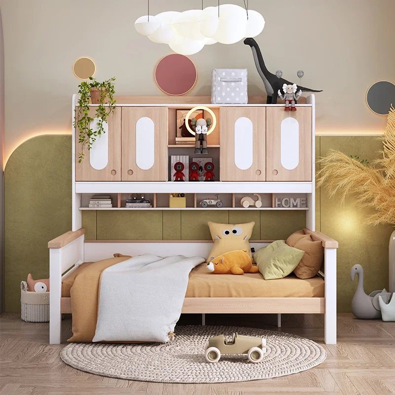 

children's bed boy tatami combination small apartment high box bookcase space saving wardrobe bed integrated