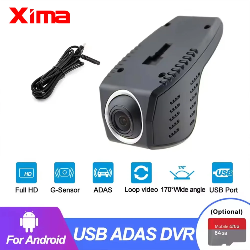 XIMA Car DVR ADAS USB Dashcam  Recorders Camera DashCam Full HD Hidden Type Auto Video Recorders for Car Android Radio Player