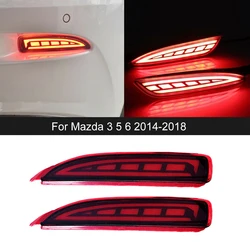 2pcs Car LED Rear Fog Lamp Bumper Light For Mazda 3 5 6 2014-2018 Multi-function Auto Brake Light Dynamic Turn Signal Reflector