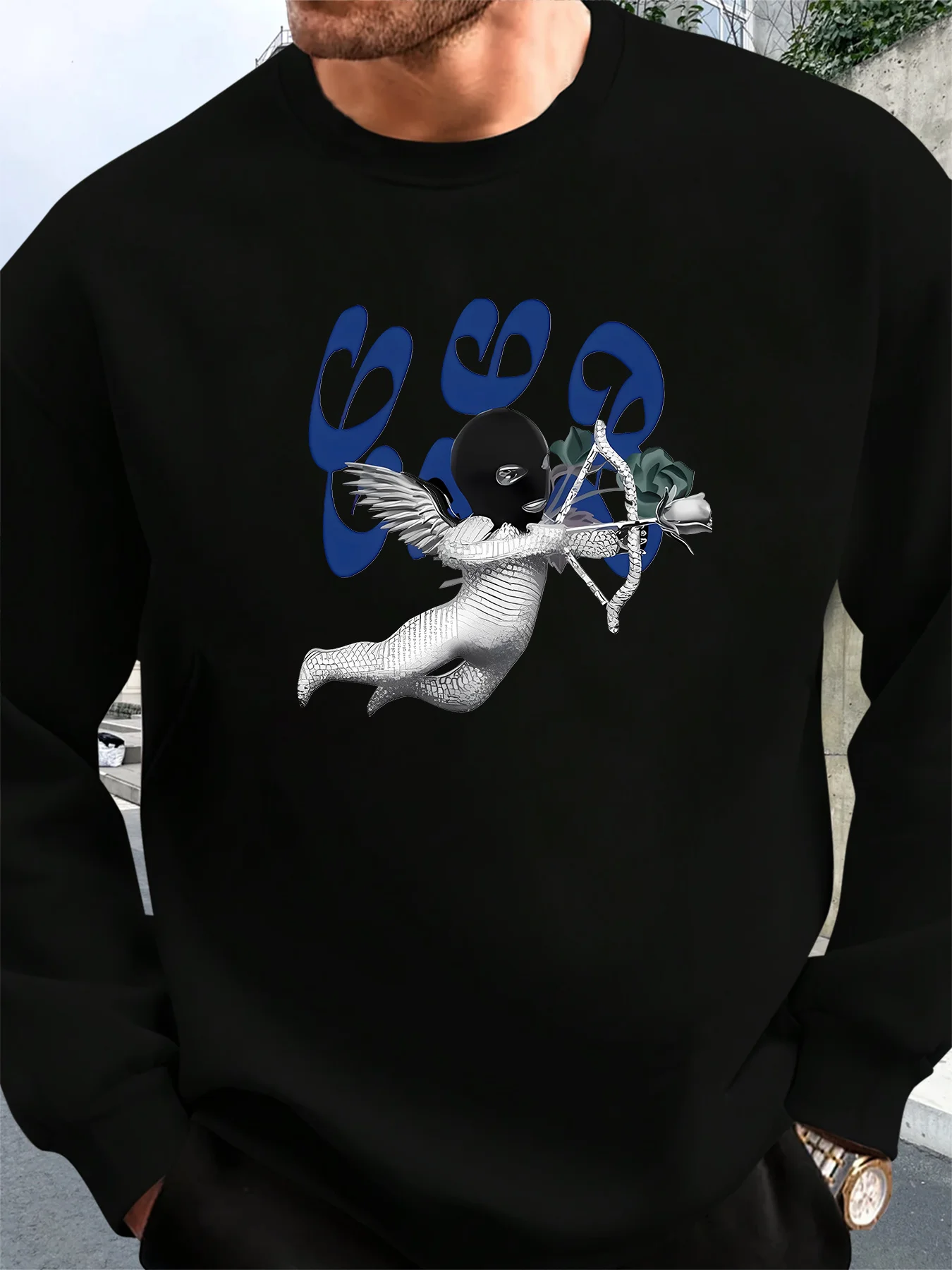 

Мужской бежево-синий свитер с рисунком — свободный пуловер с длинными рукавами, повседневная повседневная и официальная одежда,