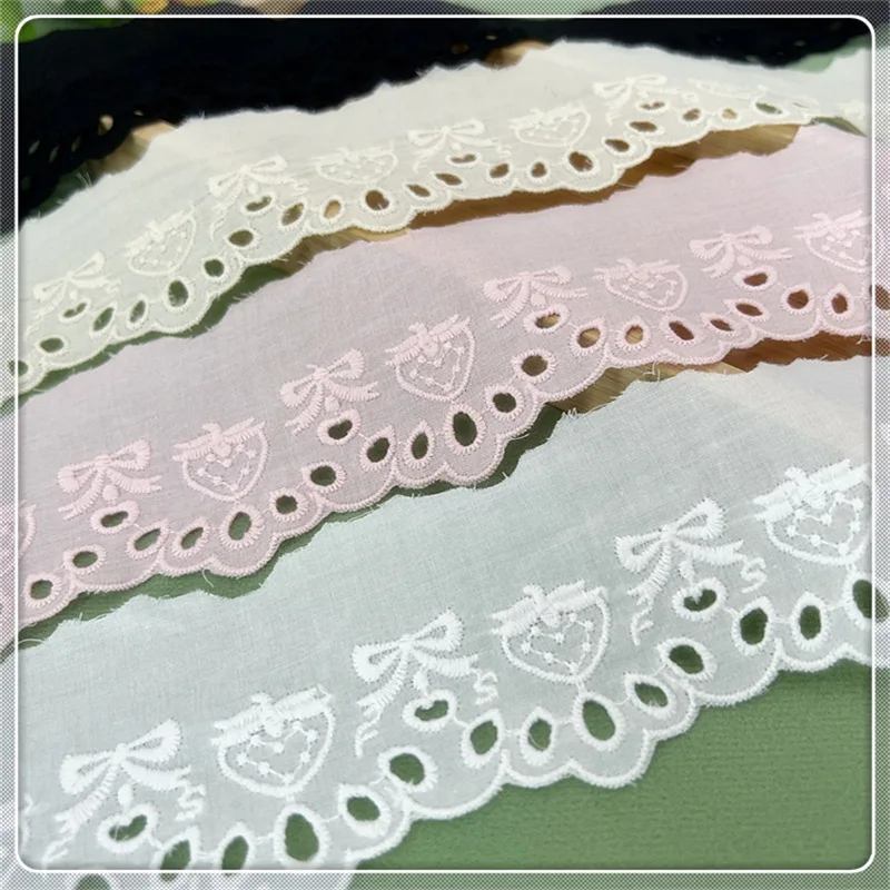 

15 Yards 6CM Strawberries Embroidery Skirt Edge Cotton Hollow Lace Ribbon Hair Bows DIY Crafts Handmade Accessories AB2451