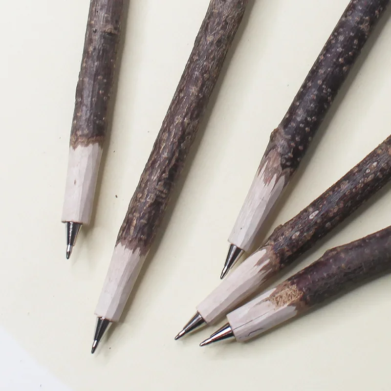 Log Branch Animal Ballpoint Pen with Replaceable Refills Handmade Creative Stationery Gift Wooden Pen Student Holiday Gifts