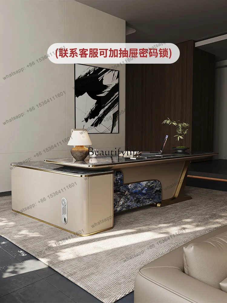 HJ Desk light luxury high-end luxury stone slate platform president's desk