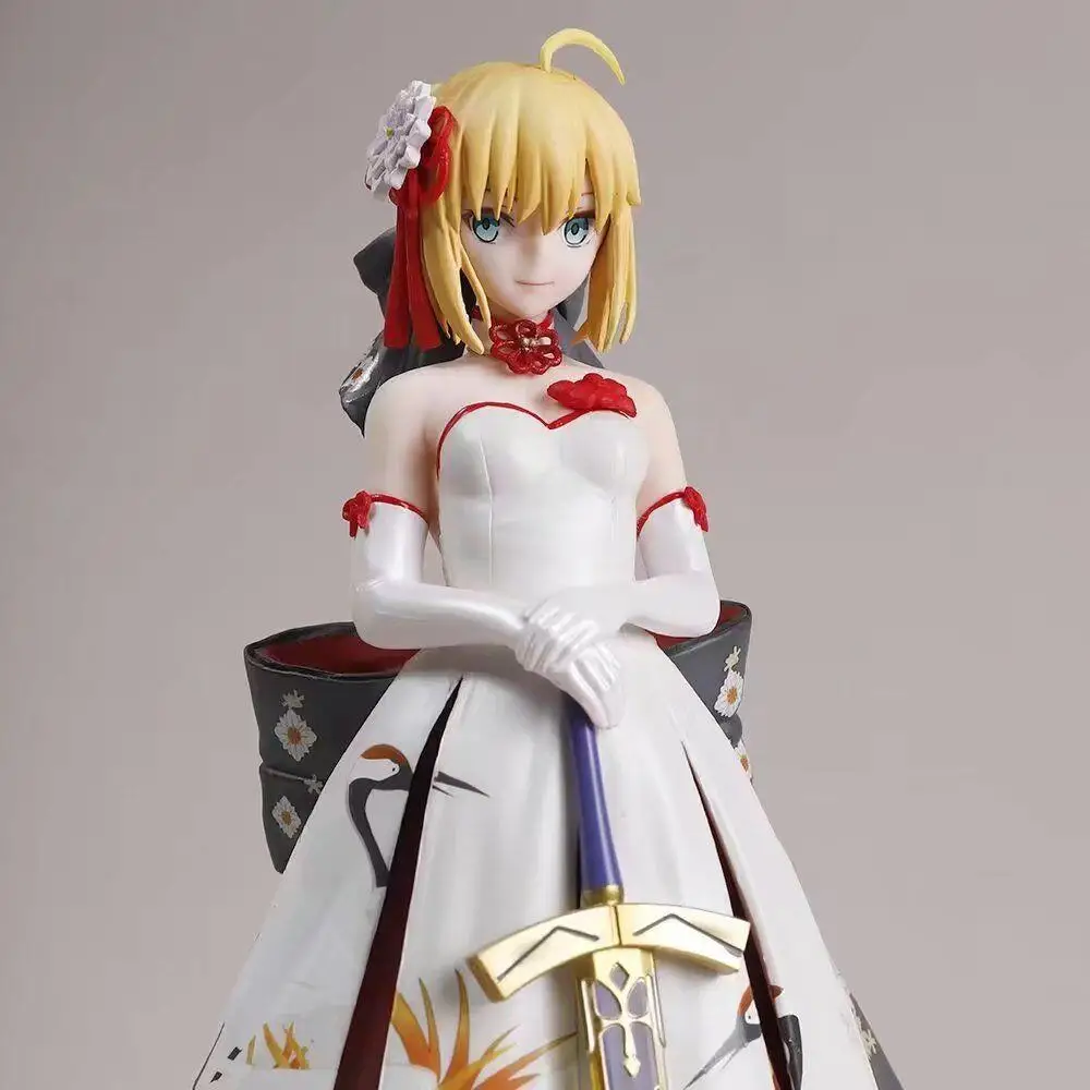 

25CM Fate/Stay Night Altria Pendragon 1/7 Saber FGO Dress ver Japan Anime PVC Action Figure Toy Game Collectible Model Doll