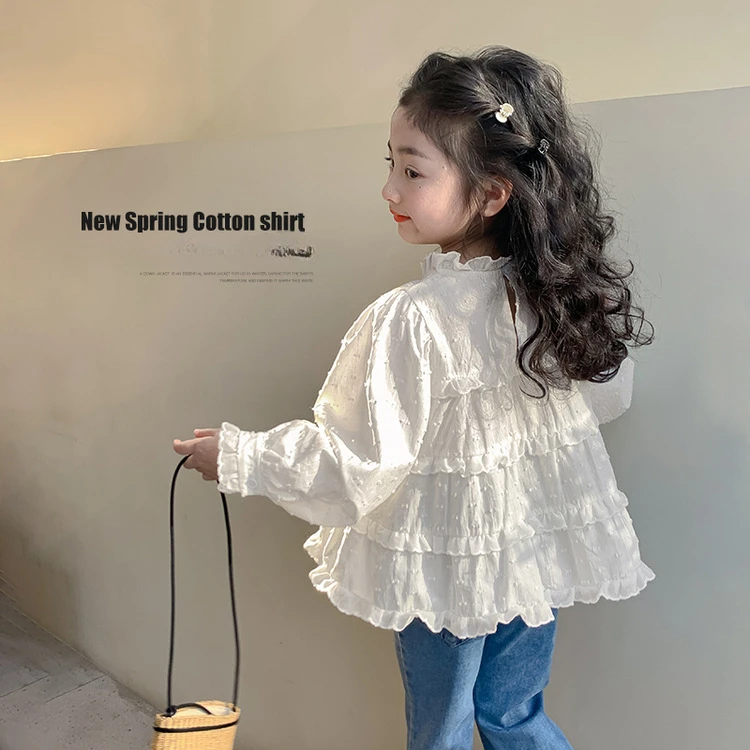 

Girls Shirt Spring and Autumn 2024 New Korean Style Children Spring Foreign Style Girl Baby Long-sleeved Spring Top Doll Shirt