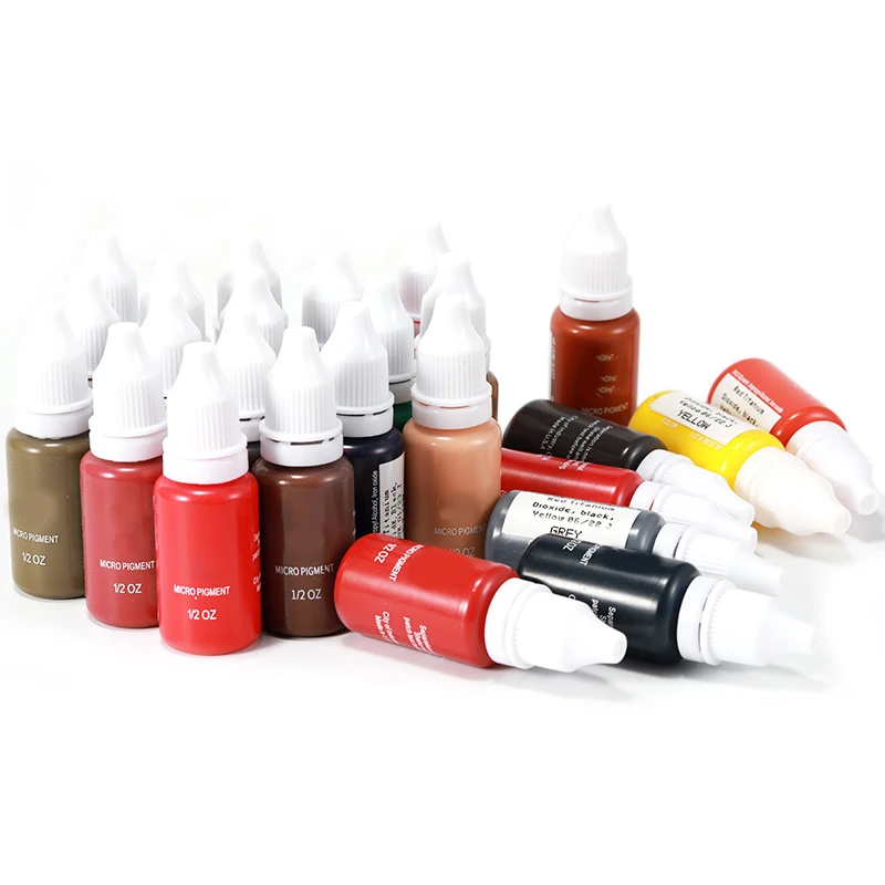 15ml Tattoo Ink Pigment Set Professional Permanent Makeup Microblading Eyebrow Lips Eyeline Tattoo Color Body Beauty Art Supplie