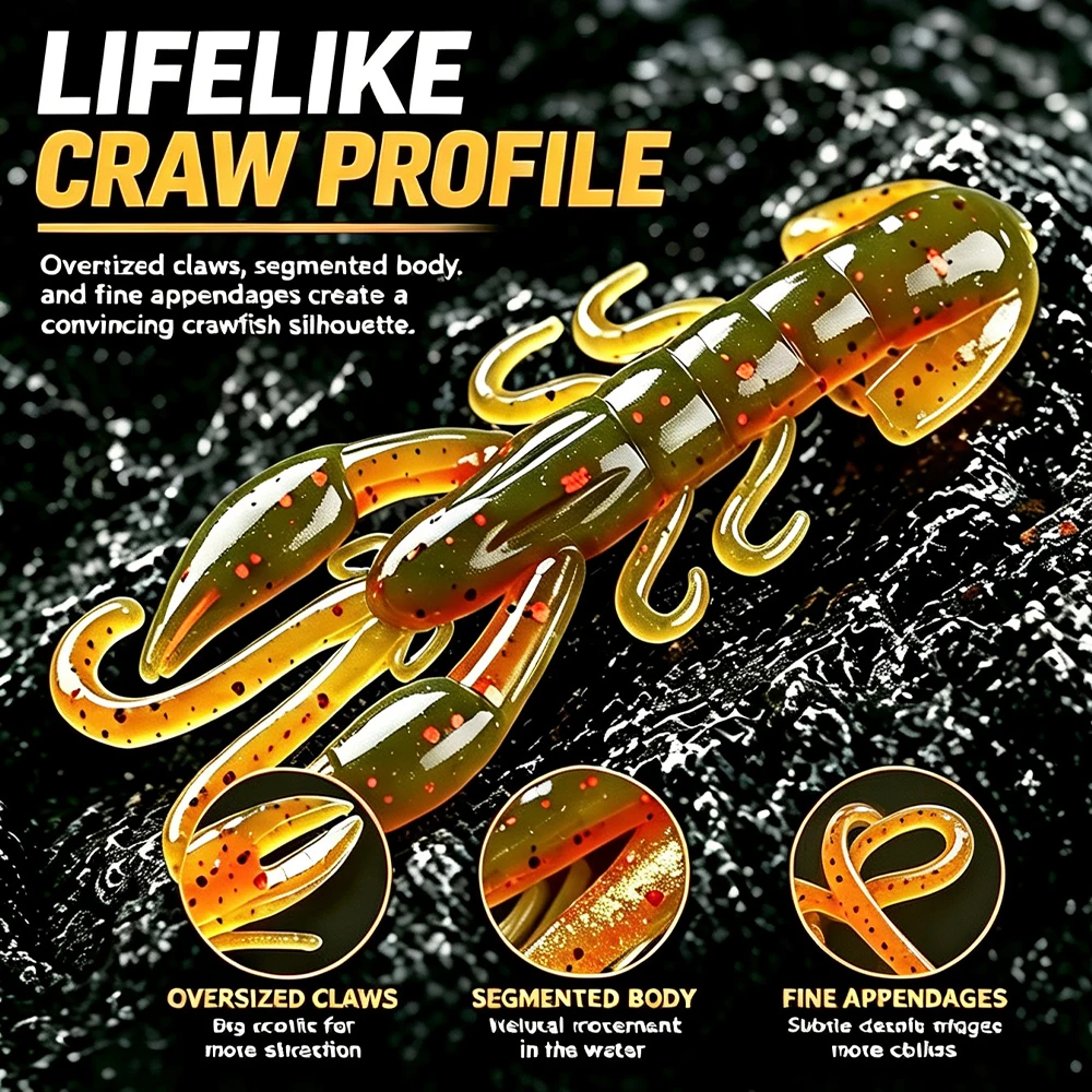 15 Stück/Beutel Krebslarven-Weichköder 5cm 2g Flusskrebs-Wurm Silikon-Angelköder Garnelen-Duftwobbler mit Wirbel für Meerbarsch und Karpfen