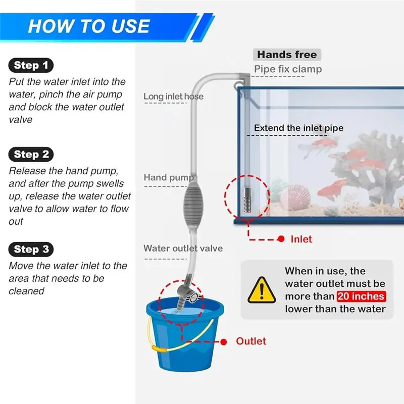 ABWZ-Large Fish Tank Aquarium Siphon Vacuum Gravel/Sand Washing And Water Change Cleaning Tool Kit With Extension Tube