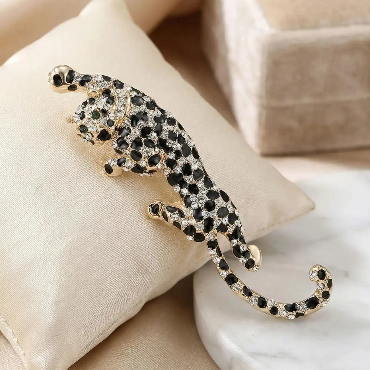 Luxurious Rhinestones Leopards Brooches for Women Unisex Ani