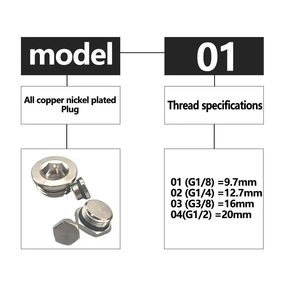 1Pcs M5 G1/8 G1/4 G3/8 G1/2 Pneumatic Fitting Hexagon Stuffy Head Air Connector Brass External Thread Teeth Connector Adapter