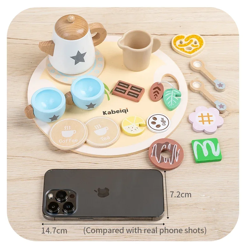 Toys Kitchen Simulation Tea Set Afternoon Activity Games Pretend Play Kitchen Accessories for Kids Wooden Kitchen
