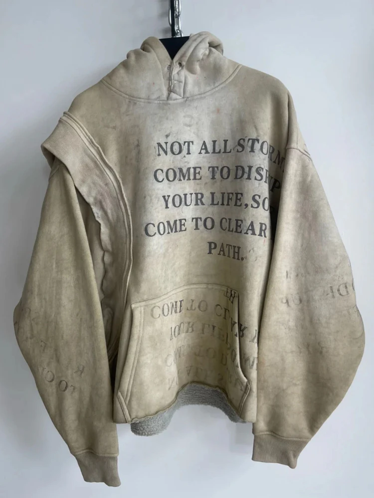 

Retro printed hoodie, street trend zipper hoodie, personalized European and American y2k long sleeved jacket ins