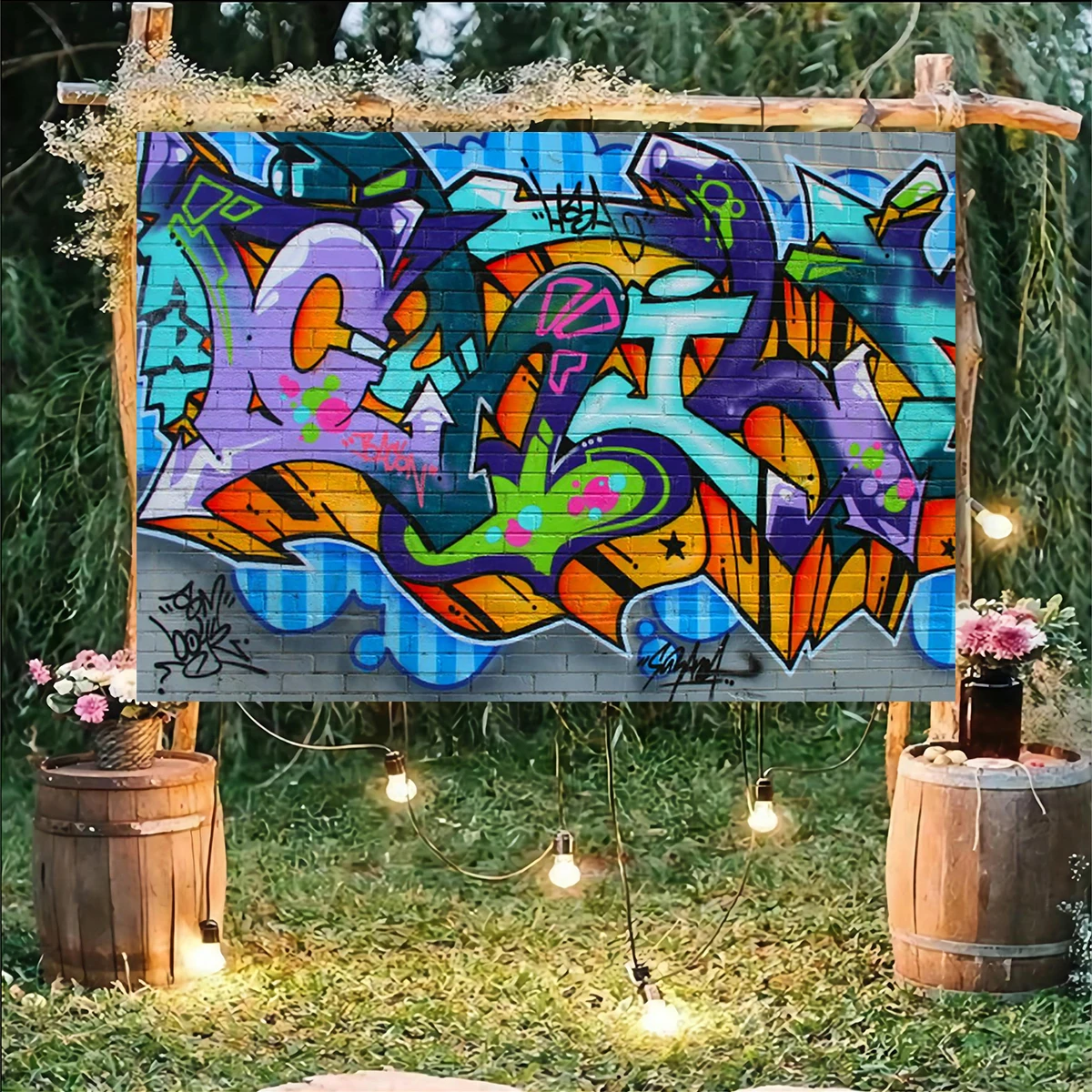 Grunge Street Art Wall Backdrop Background Graffiti Tapestry Banner Hip Hop Funk Design Psychedelic LivingRoom Decor Photography