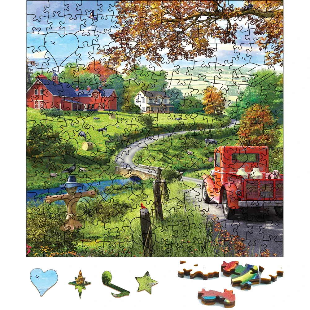 The Country Drive Wooden Jigsaw Puzzle Party Games Toys For Adults Wood Home Decoration Board Game Wood Puzzle Farm Toy For Kids