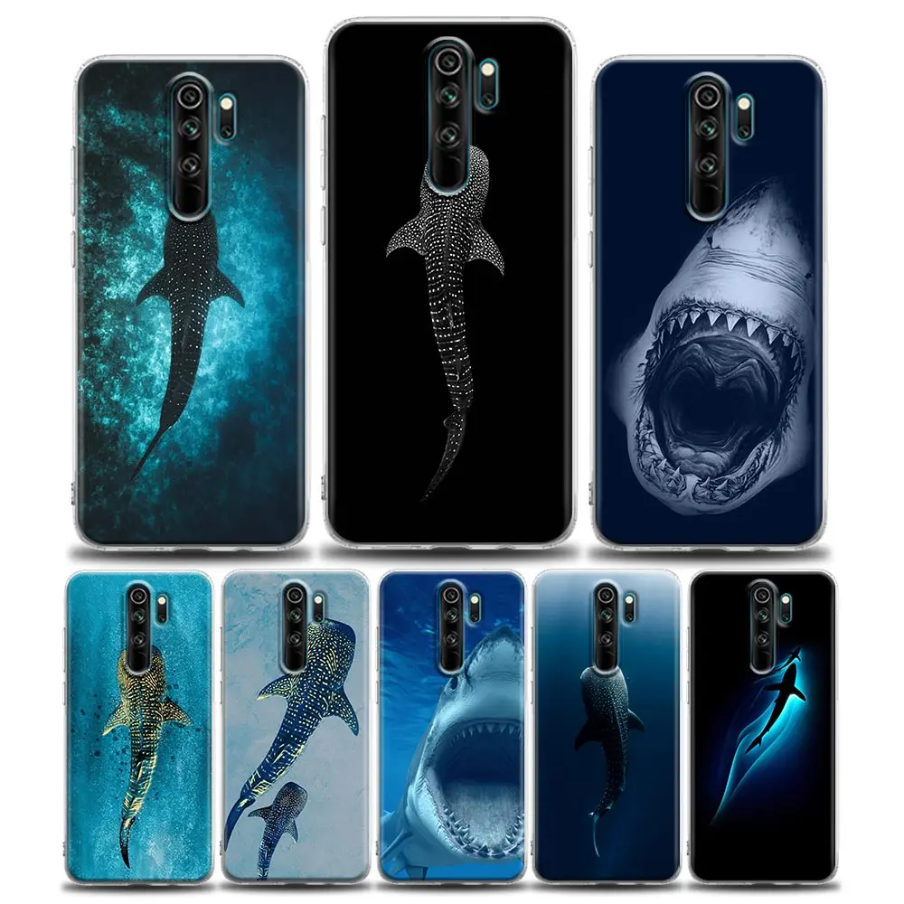 Ocean Whale Shark Swimming Soft Clear Phone Case for Xiaomi Redmi Note 12s 11 10 9 8 12 Pro Plus 11S 10S 9S Note12 4G Back Cover