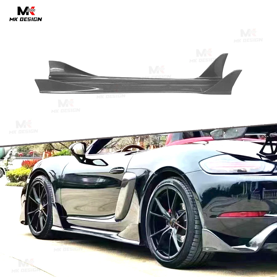

Carbon Fiber PD Style Side Skirts Extension Lip Aprons for Porsche 718 Cayman Boxster 2016-2018 Side Skirt Car Accessories