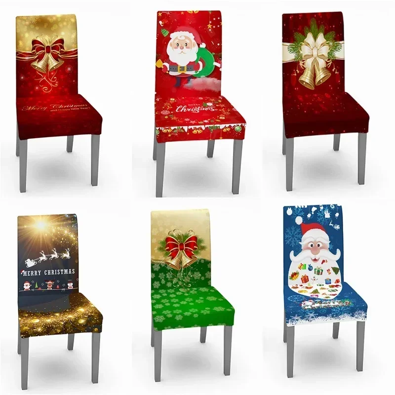 

Christmas Chair Cover Elastic Santa Claus Kitchen Dinning Chair Covers Navidad Seat Slipcovers For Banquet Party Home Decor