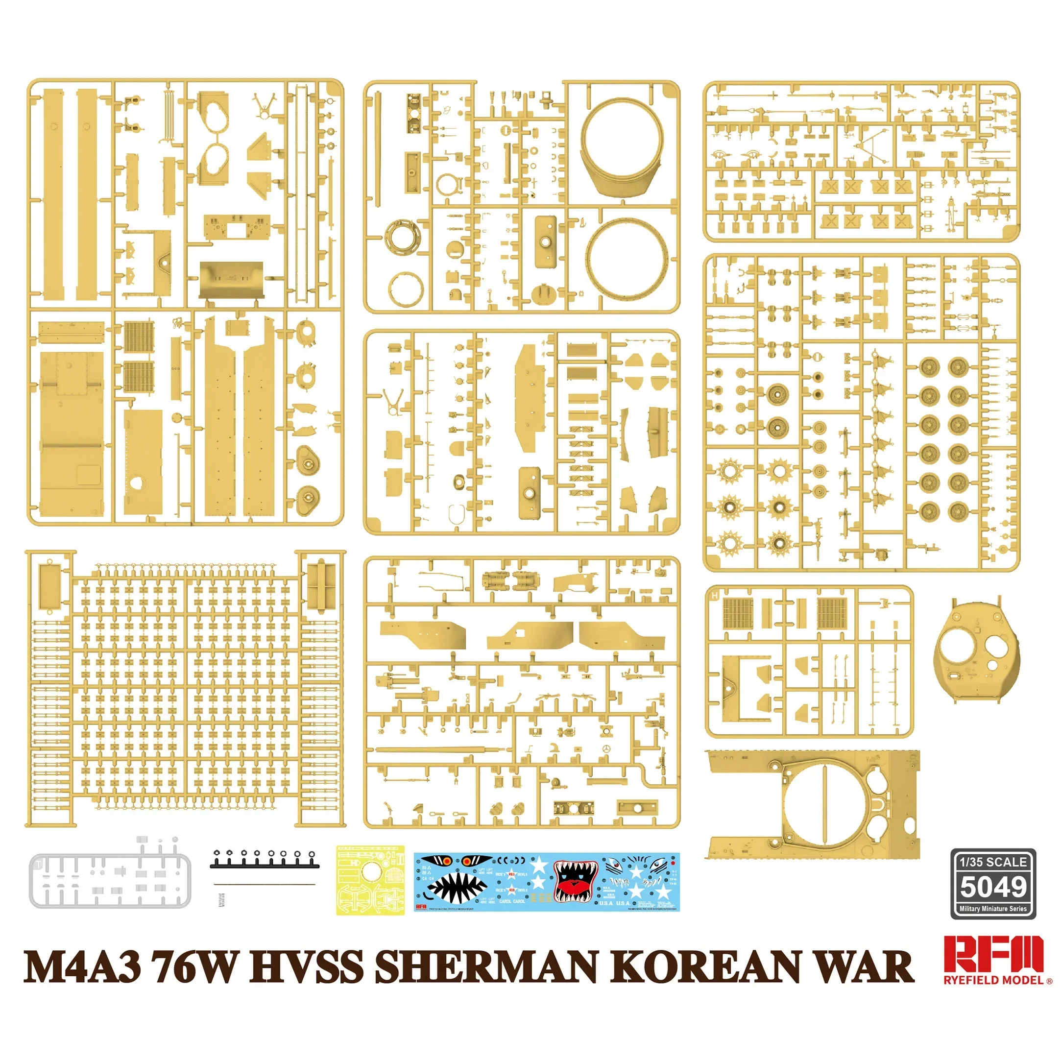 رايفيلد نموذج بناء مجموعات 1/35 RM-5049 M4A3 76 واط HVSS شيرمان دبابة لعبة عسكرية نموذج هواية جمع