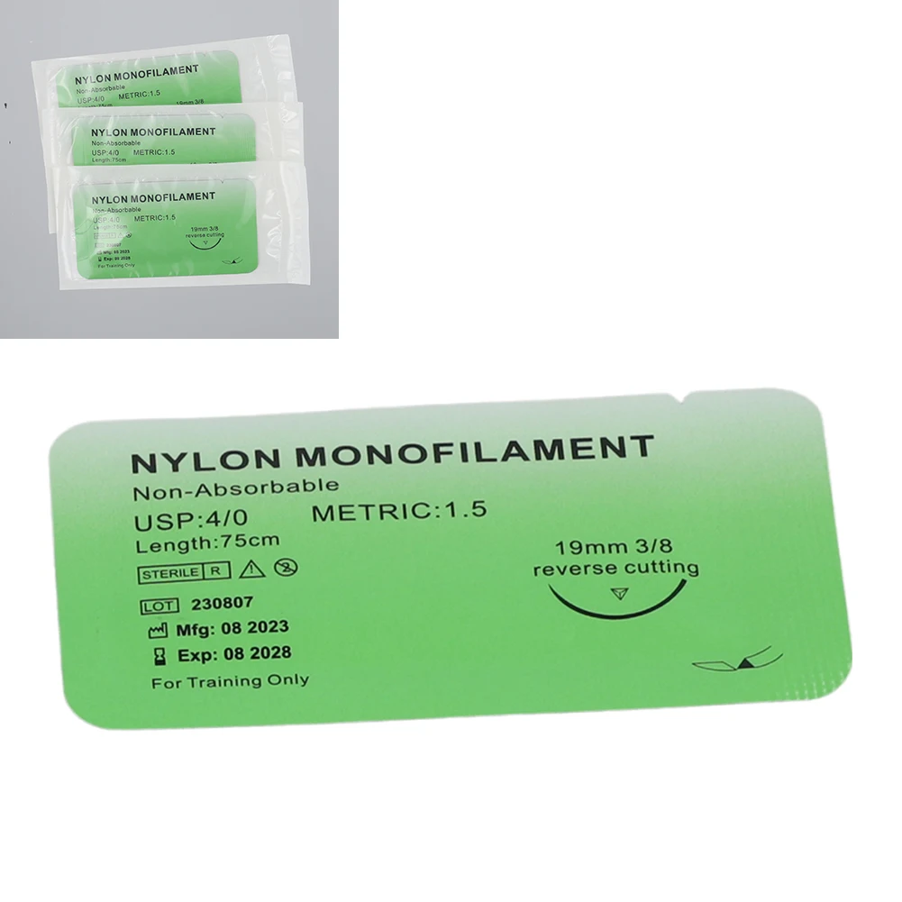 

1-20PCS 4/0 Medical Monofilament Thread Nylon Silk Surgical Simulation Suture Non-injured for Suture Teaching Exercises