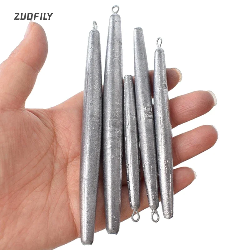 5Pcs/lot Lead Sinker Fishing Accessories for Shore Casting Fishing Tackle Pencil Lead Sinker 20-150g Long Strip Sinkers Pesca